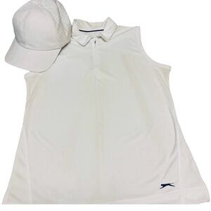 Slazenger Golf Shirt Sleeveless White Small Hat